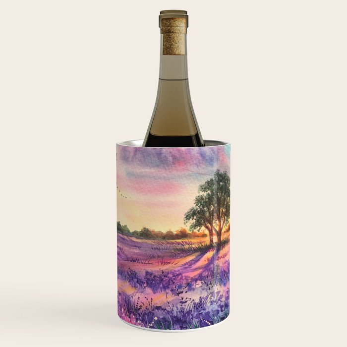 Provence Lavender Field at Sunset Wine Chiller Gallery Image 1