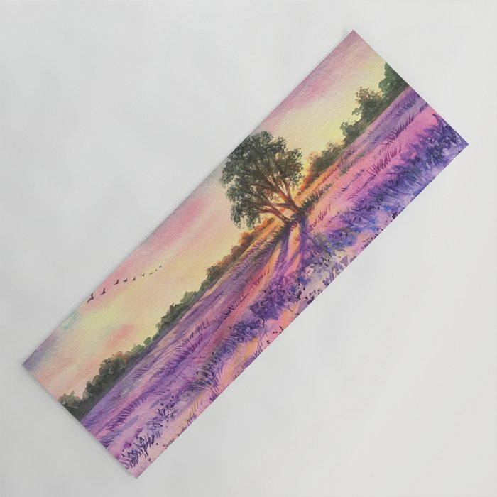 Provence Lavender Field at Sunset Yoga Mat Gallery Image 1