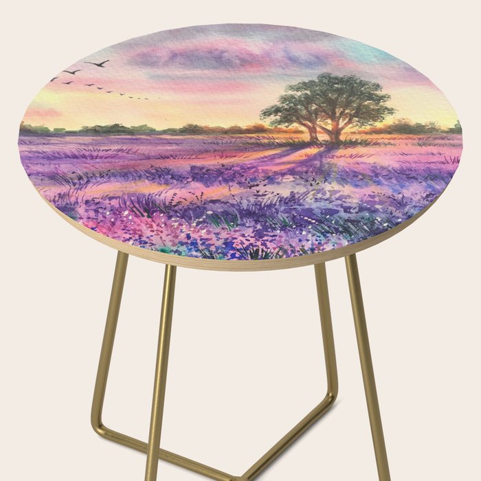 Provence Lavender Field at Sunset Side Table Gallery Image 2