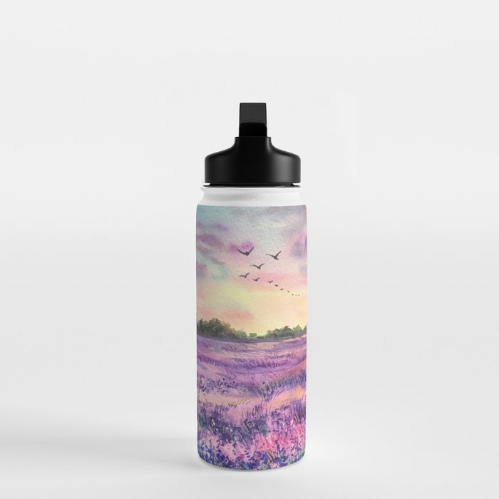 Provence Lavender Field at Sunset Water Bottle Gallery Image 3