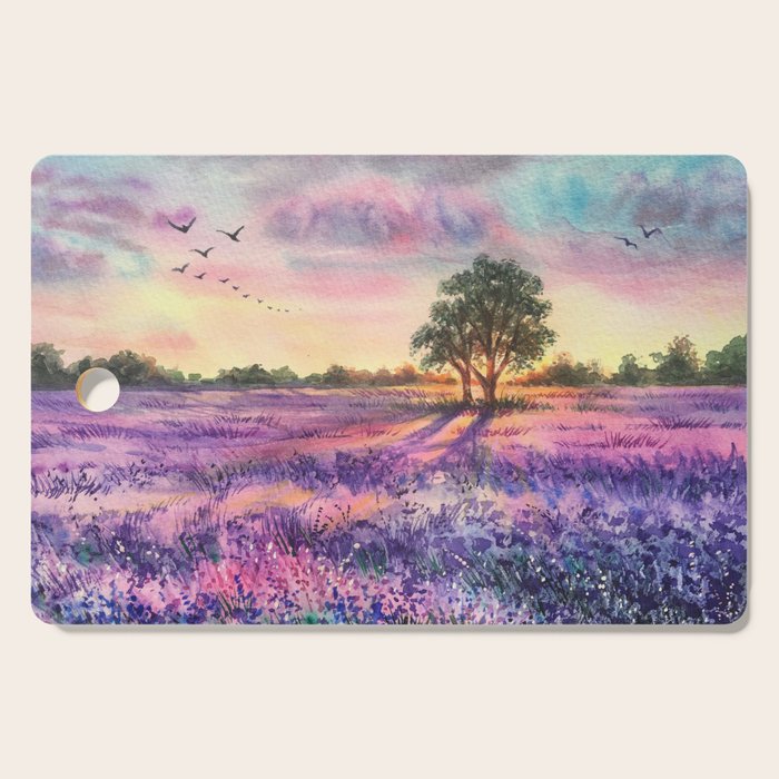 Provence Lavender Field at Sunset Cutting Board Gallery Image 1