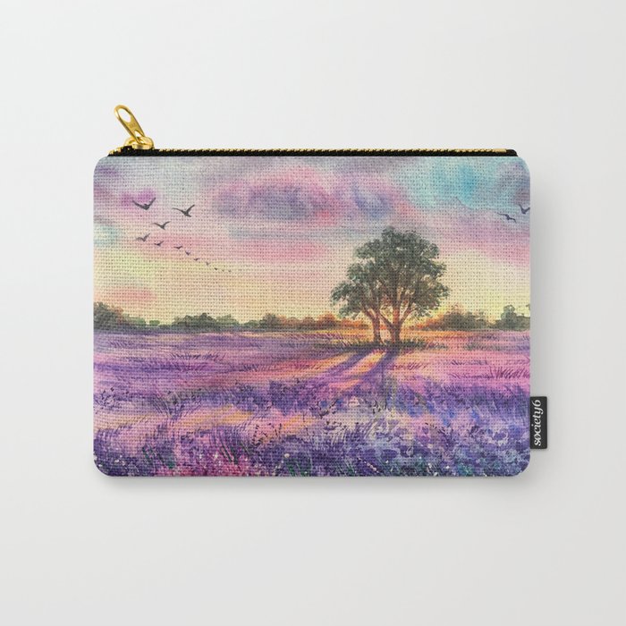 Provence Lavender Field at Sunset Carry All Pouch Gallery Image 1