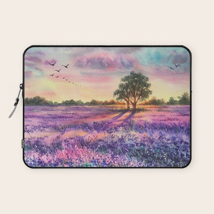 Provence Lavender Field at Sunset Laptop Sleeve Gallery Image 1