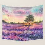 Provence Lavender Field at Sunset Wall Tapestry Gallery Image 4