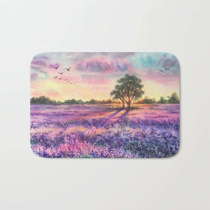 Provence Lavender Field at Sunset Bath Mat Gallery Image 1