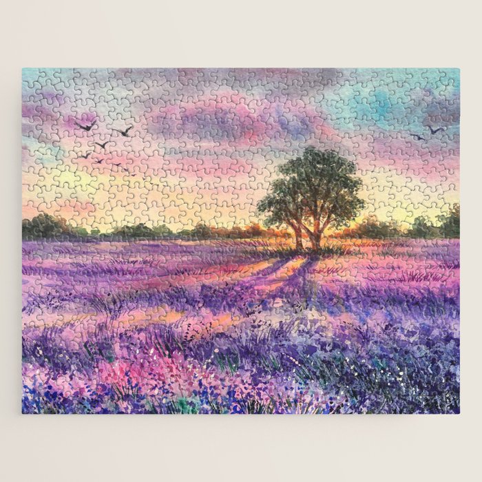 Provence Lavender Field at Sunset Jigsaw Puzzle Gallery Image 1