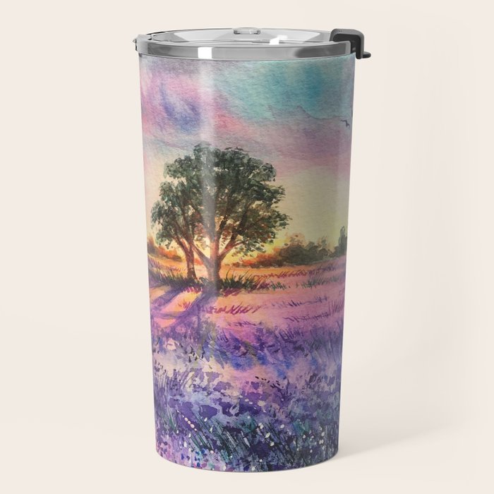 Provence Lavender Field at Sunset Travel Mug Gallery Image 2