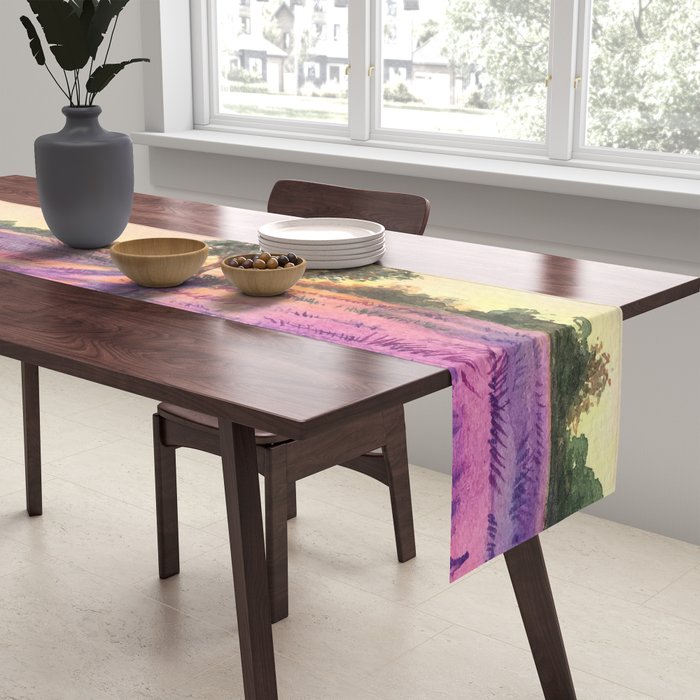 Provence Lavender Field at Sunset Table Runner Gallery Image 2