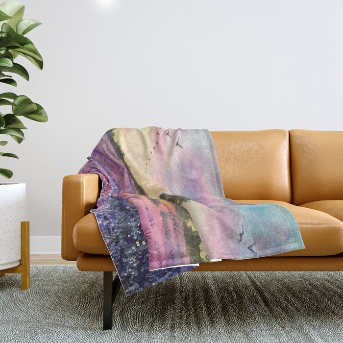 Provence Lavender Field at Sunset Throw Blanket Gallery Image 1