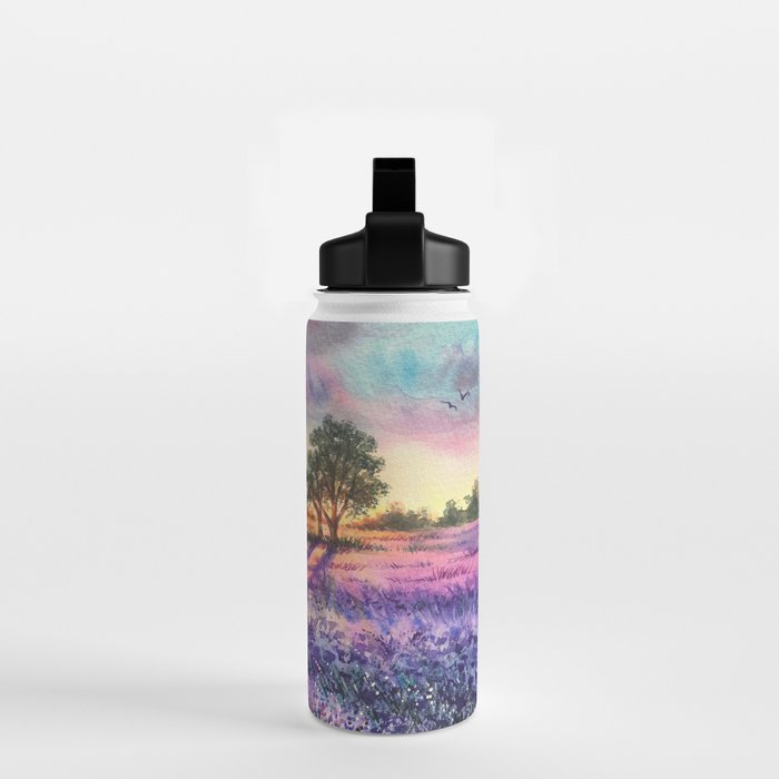 Provence Lavender Field at Sunset Water Bottle Gallery Image 2