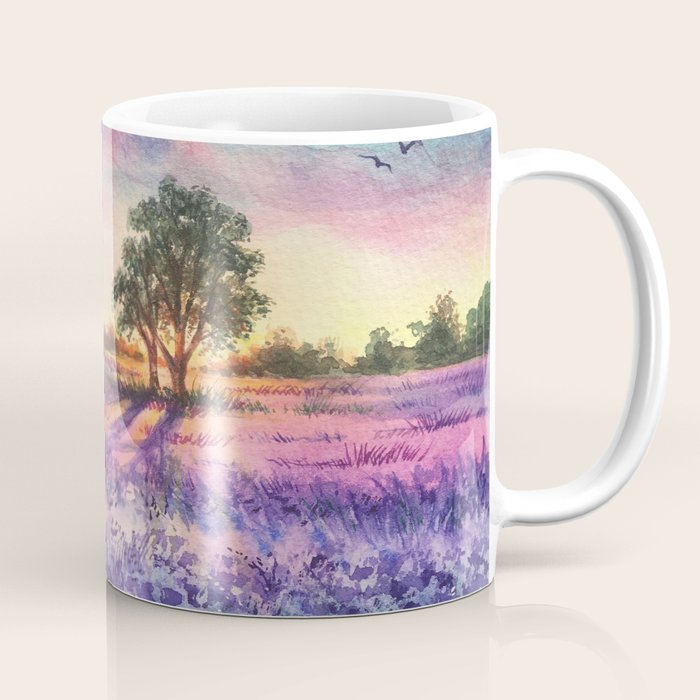 Provence Lavender Field at Sunset Coffee Mug Gallery Image 1