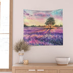 Provence Lavender Field at Sunset Wall Tapestry Gallery Image 2
