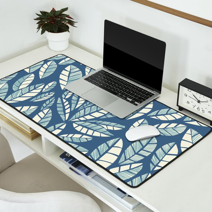 Wildlife Safari Laeves blue Desk Mat Gallery Image 2
