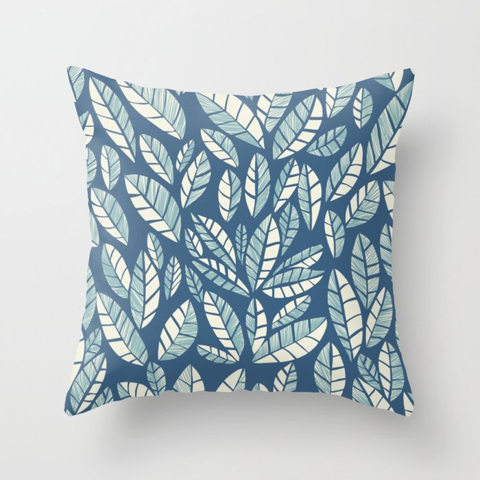 Wildlife Safari Laeves blue Throw Pillow Gallery Image 1