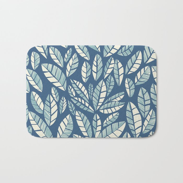 Wildlife Safari Laeves blue Bath Mat Gallery Image 1