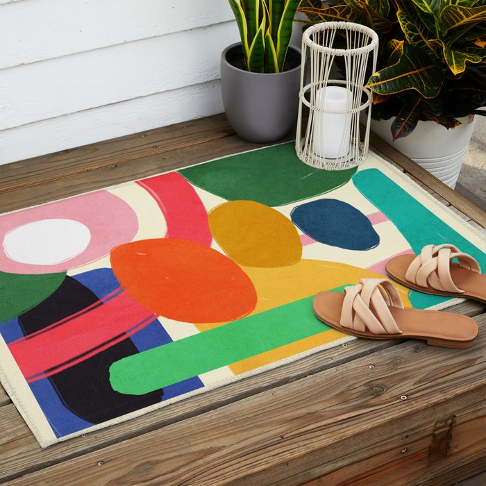 Modern Abstract Shape 01 Outdoor Rug Gallery Image 2