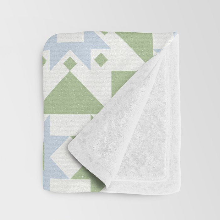 Quilt Shapes - Green and Blue Throw Blanket Gallery Image 3