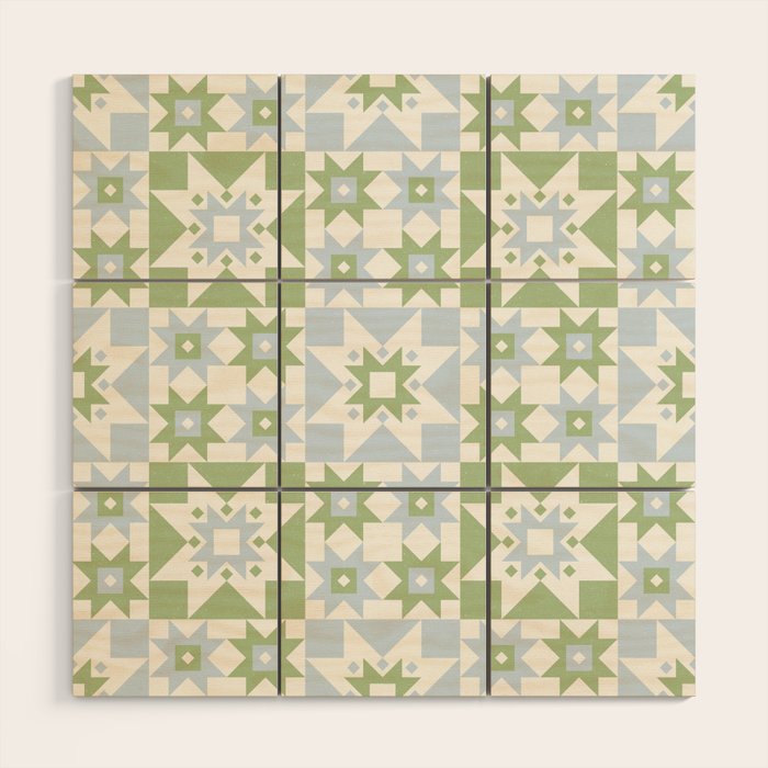 Quilt Shapes - Green and Blue Wood Wall Art Gallery Image 1