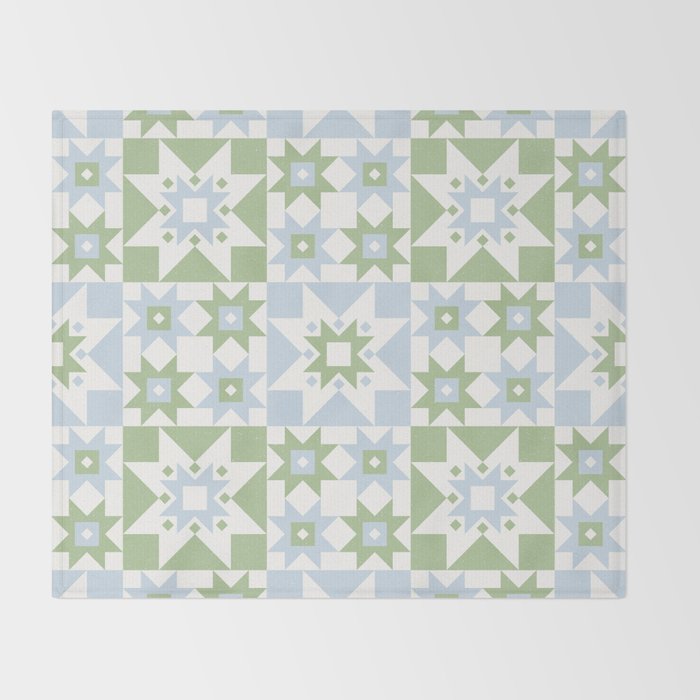 Quilt Shapes - Green and Blue Throw Blanket Gallery Image 2