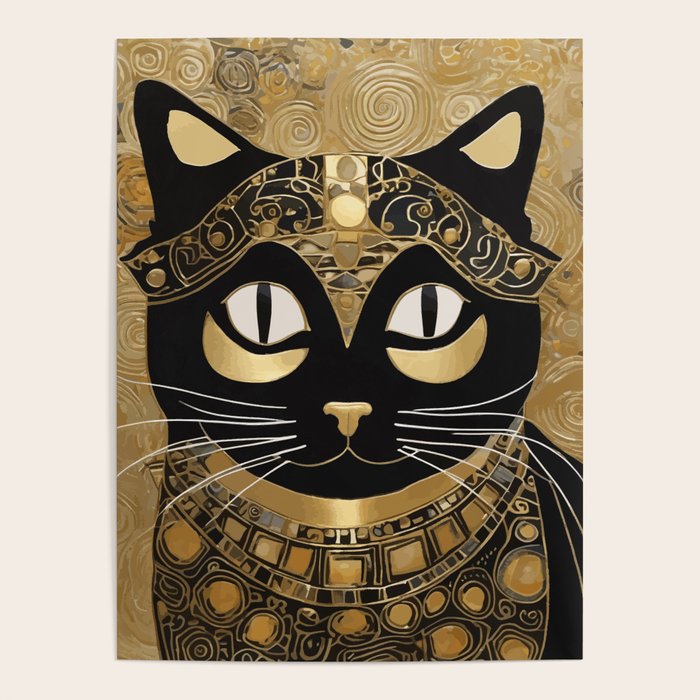 Klimt Cat in Egyptian Costume Poster Gallery Image 4