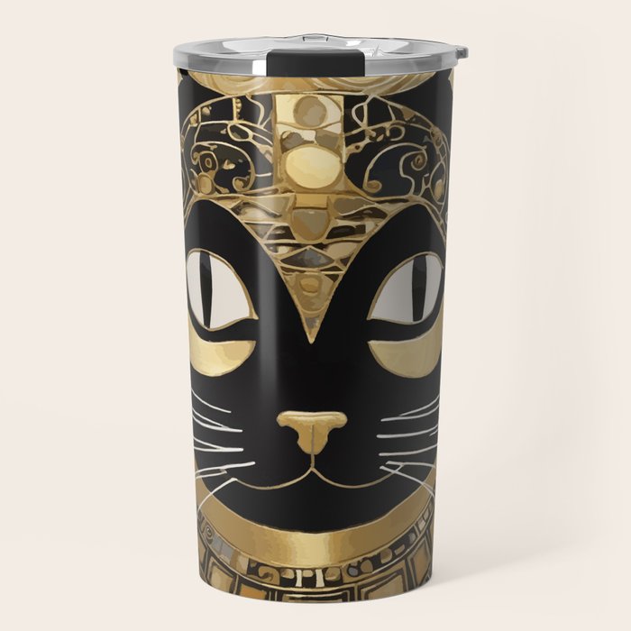 Klimt Cat in Egyptian Costume Travel Mug Gallery Image 1