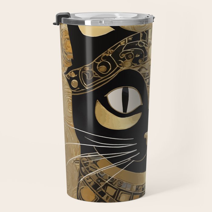 Klimt Cat in Egyptian Costume Travel Mug Gallery Image 3