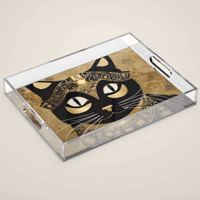 Klimt Cat in Egyptian Costume Acrylic Tray Gallery Image 1
