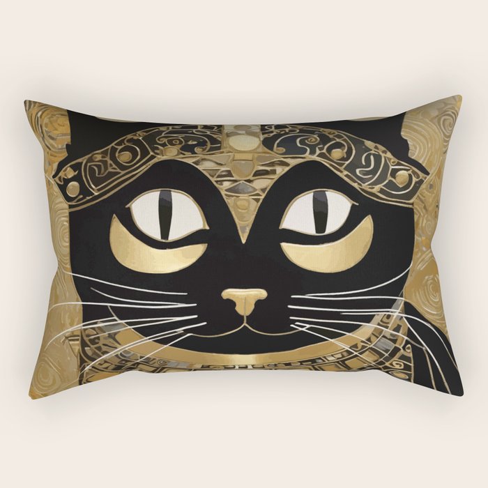 Klimt Cat in Egyptian Costume Rectangular Pillow Gallery Image 1