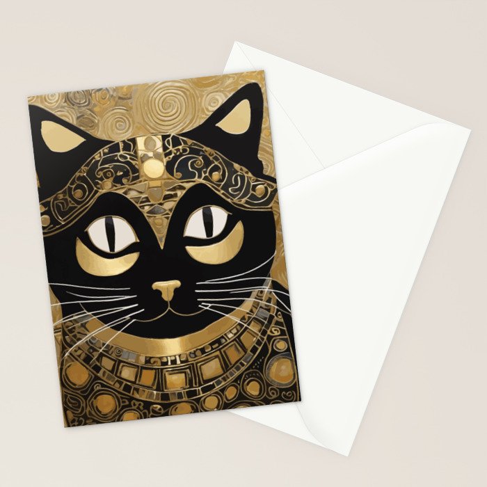 Klimt Cat in Egyptian Costume Stationery Card Gallery Image 2