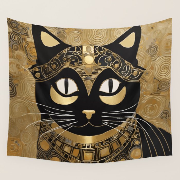 Klimt Cat in Egyptian Costume Wall Tapestry Gallery Image 4