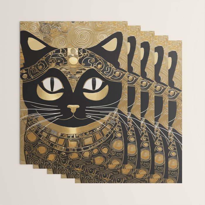 Klimt Cat in Egyptian Costume Wrapping Paper Gallery Image 3