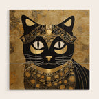Klimt Cat in Egyptian Costume Wood Wall Art Gallery Image 1