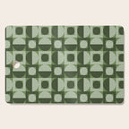 Retro Texture Geometric Squares And Circles Pattern No 5 Sage Green Black White Cutting Board Gallery Image 1