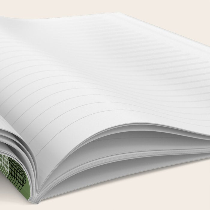 Retro Texture Geometric Squares And Circles Pattern No 5 Sage Green Black White Notebook Gallery Image 2