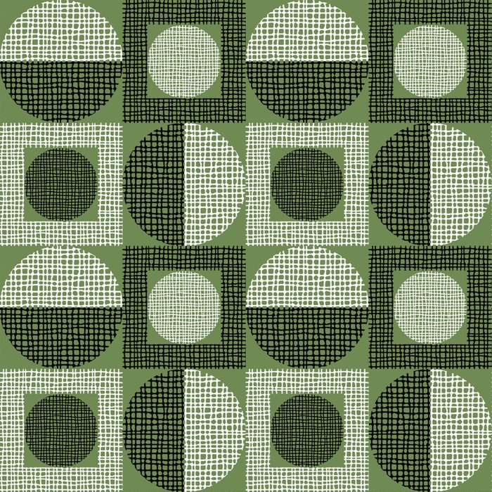 Retro Texture Geometric Squares And Circles Pattern No 5 Sage Green Black White Coffee Mug Gallery Image 2