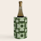 Retro Texture Geometric Squares And Circles Pattern No 5 Sage Green Black White Wine Chiller Gallery Image 3