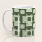 Retro Texture Geometric Squares And Circles Pattern No 5 Sage Green Black White Coffee Mug Gallery Image 3