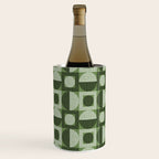 Retro Texture Geometric Squares And Circles Pattern No 5 Sage Green Black White Wine Chiller Gallery Image 1