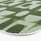 Retro Texture Geometric Squares And Circles Pattern No 5 Sage Green Black White Bath Mat Gallery Image 3