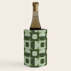 Retro Texture Geometric Squares And Circles Pattern No 5 Sage Green Black White Wine Chiller Gallery Image 2