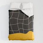 Sunkissed Gold | Warp Grid: Midnight Black Edition Duvet Cover Gallery Image 6