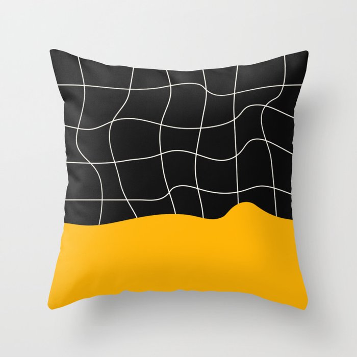 Sunkissed Gold | Warp Grid: Midnight Black Edition Throw Pillow Gallery Image 6