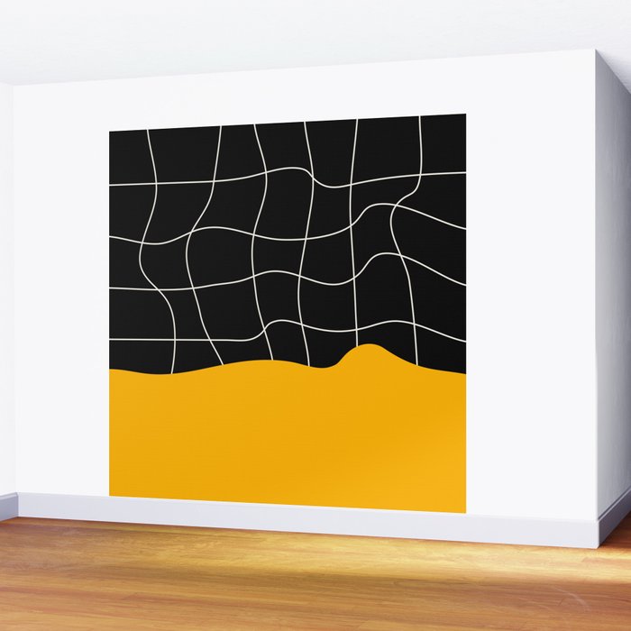 Sunkissed Gold | Warp Grid: Midnight Black Edition Wall Mural Gallery Image 2