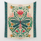 Dragonfly Folk Design Wall Tapestry Gallery Image 4