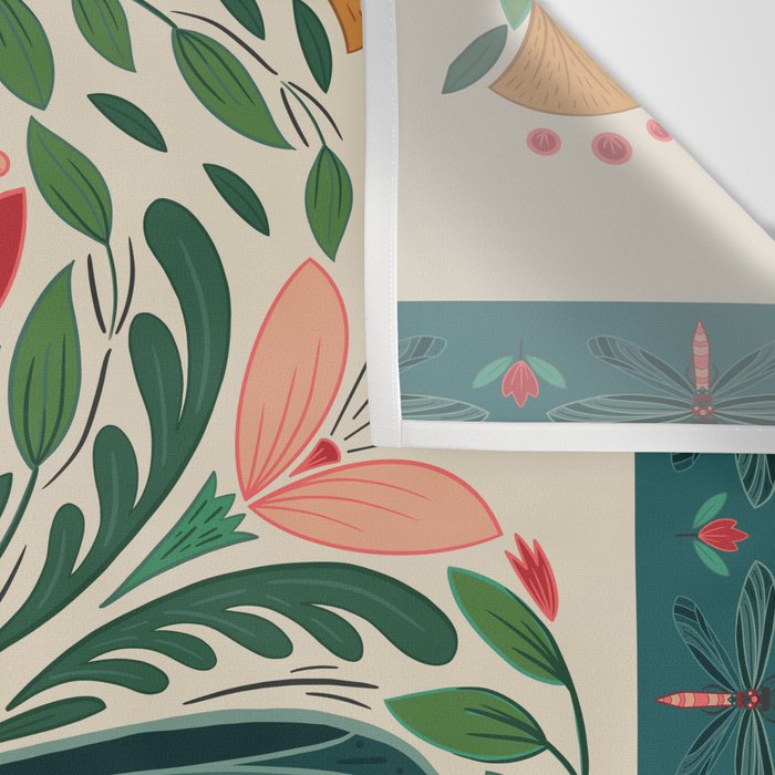 Dragonfly Folk Design Wall Tapestry Gallery Image 3