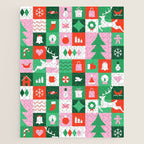 Modern christmas geometric mosaic art pattern Jigsaw Puzzle Gallery Image 1