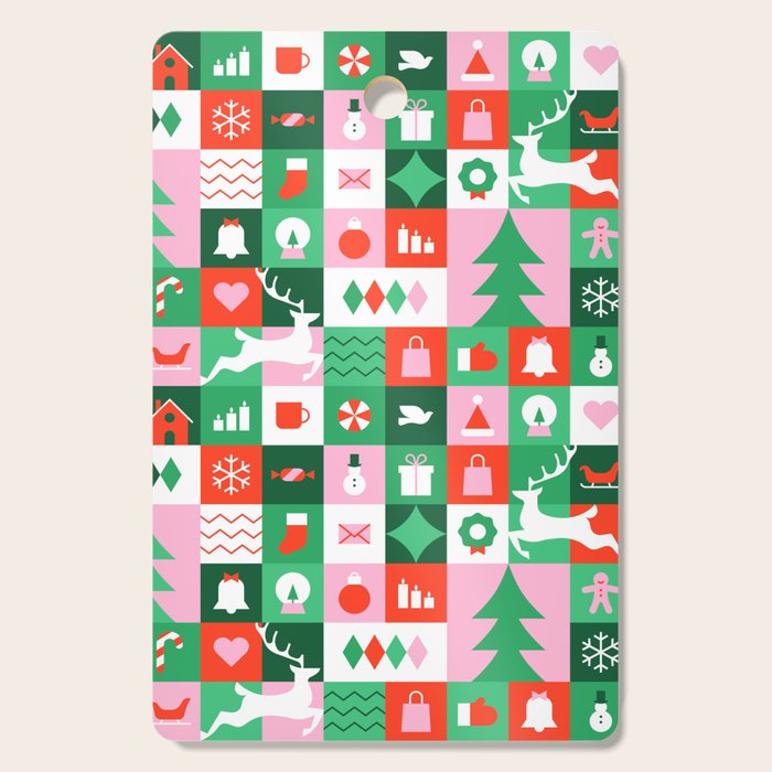 Modern christmas geometric mosaic art pattern Cutting Board Gallery Image 1