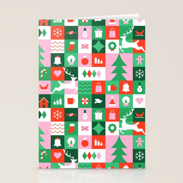 Modern christmas geometric mosaic art pattern Stationery Card Gallery Image 2