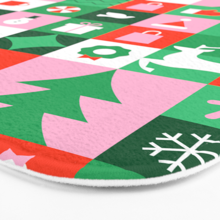 Modern christmas geometric mosaic art pattern Bath Mat Gallery Image 3
