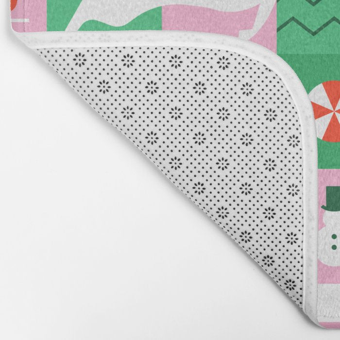 Modern christmas geometric mosaic art pattern Bath Mat Gallery Image 2